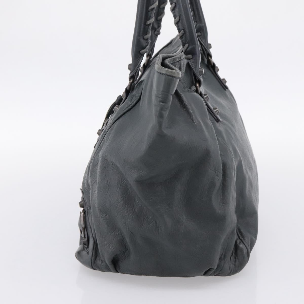 BALENCIAGA The Sunday Hand Bag Leather Navy 228750 Auth 203658V