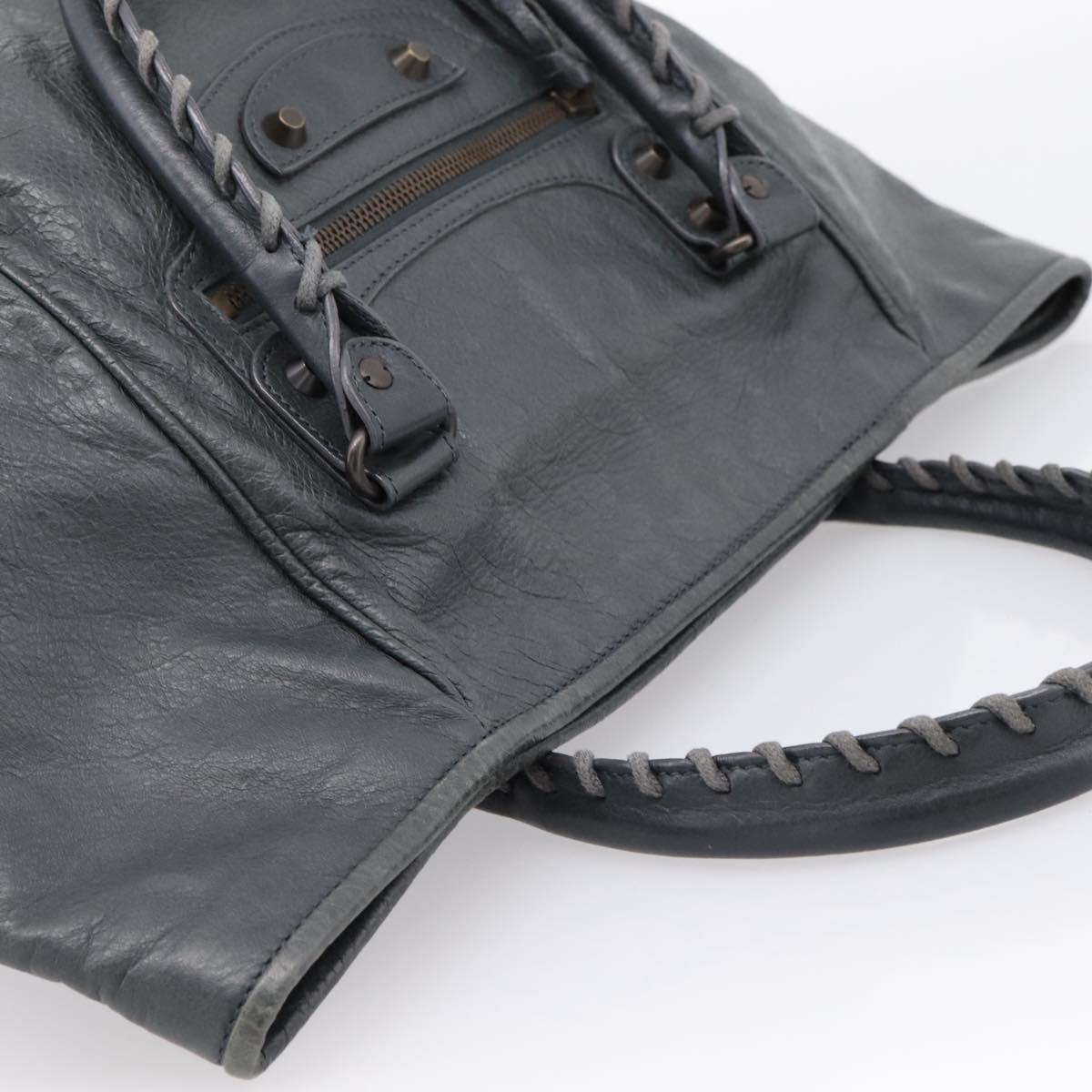 BALENCIAGA The Sunday Hand Bag Leather Navy 228750 Auth 203658V
