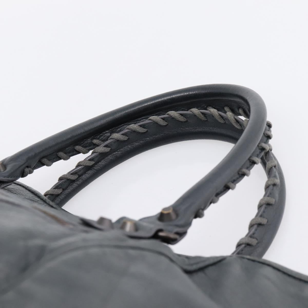 BALENCIAGA The Sunday Hand Bag Leather Navy 228750 Auth 203658V
