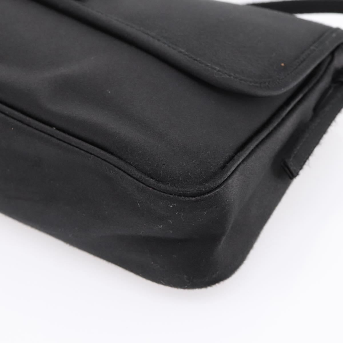 BALENCIAGA Shoulder Bag Satin Black Silver Auth 203659V