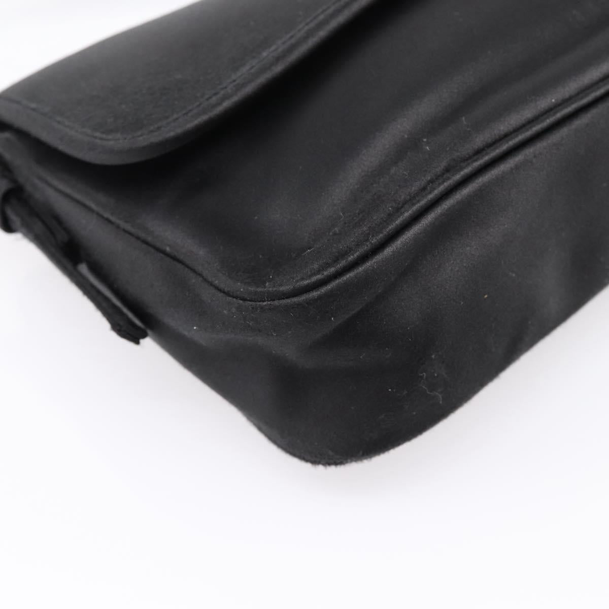 BALENCIAGA Shoulder Bag Satin Black Silver Auth 203659V