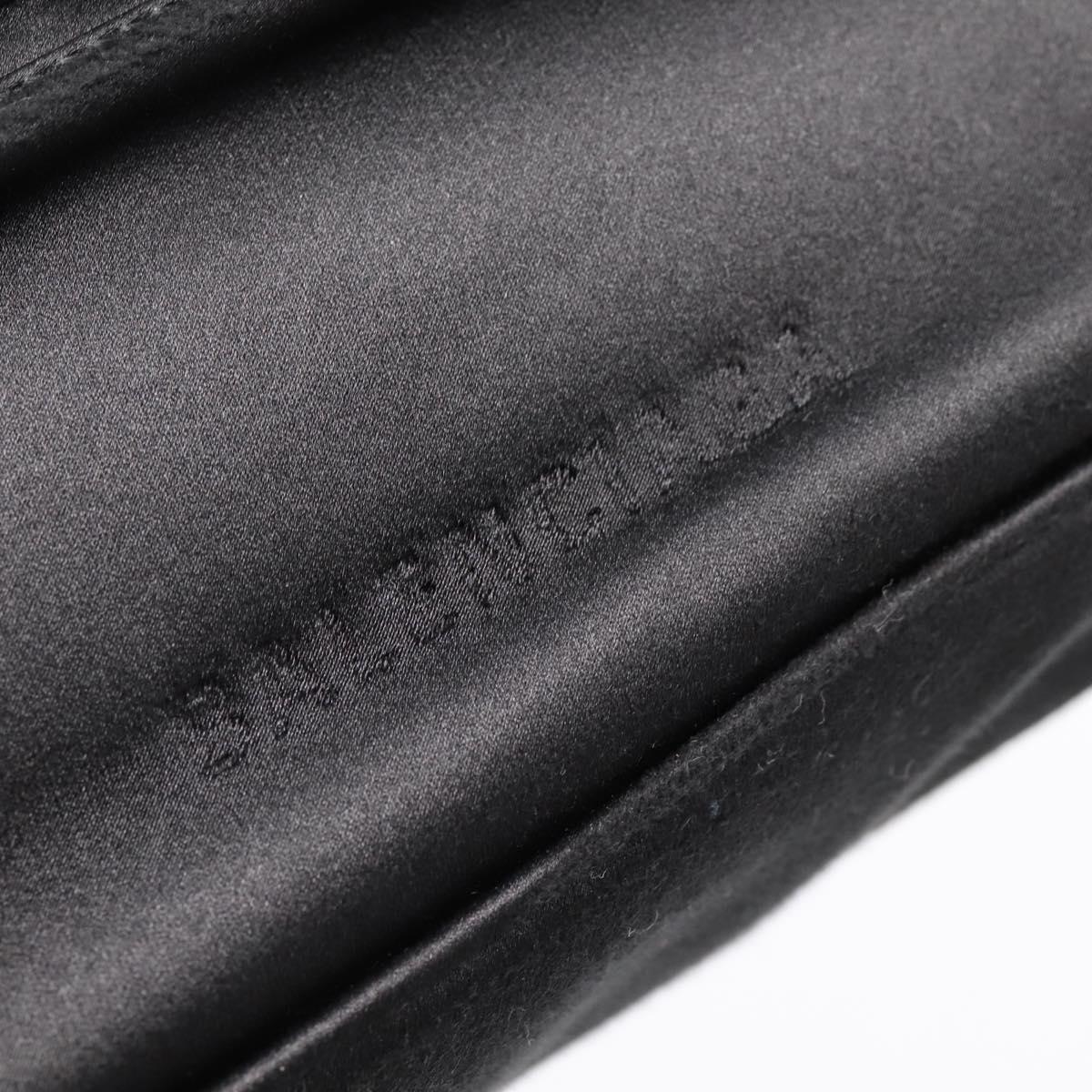 BALENCIAGA Shoulder Bag Satin Black Silver Auth 203659V