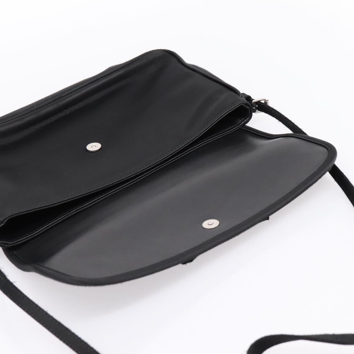 BALENCIAGA Shoulder Bag Satin Black Silver Auth 203659V