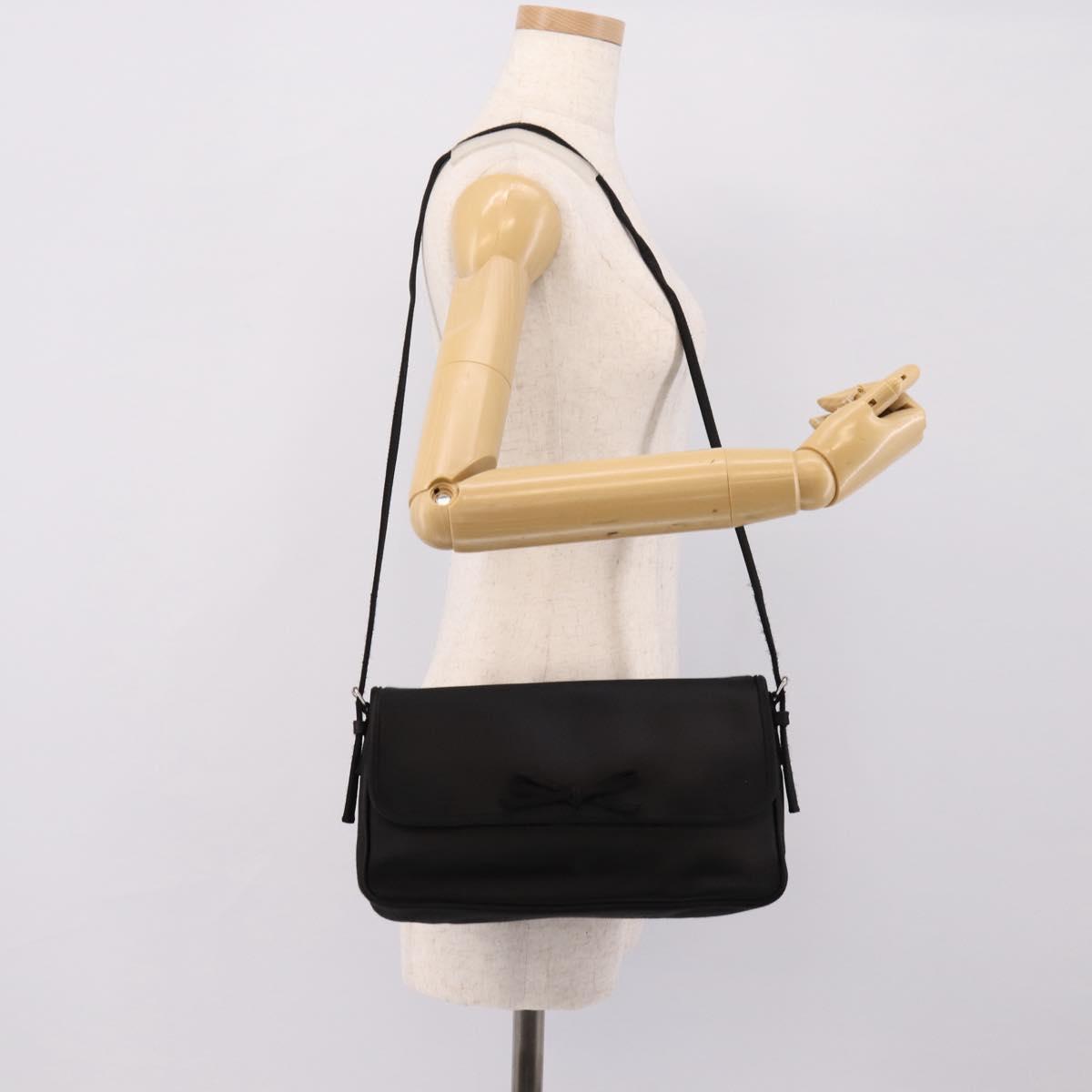 BALENCIAGA Shoulder Bag Satin Black Silver Auth 203659V