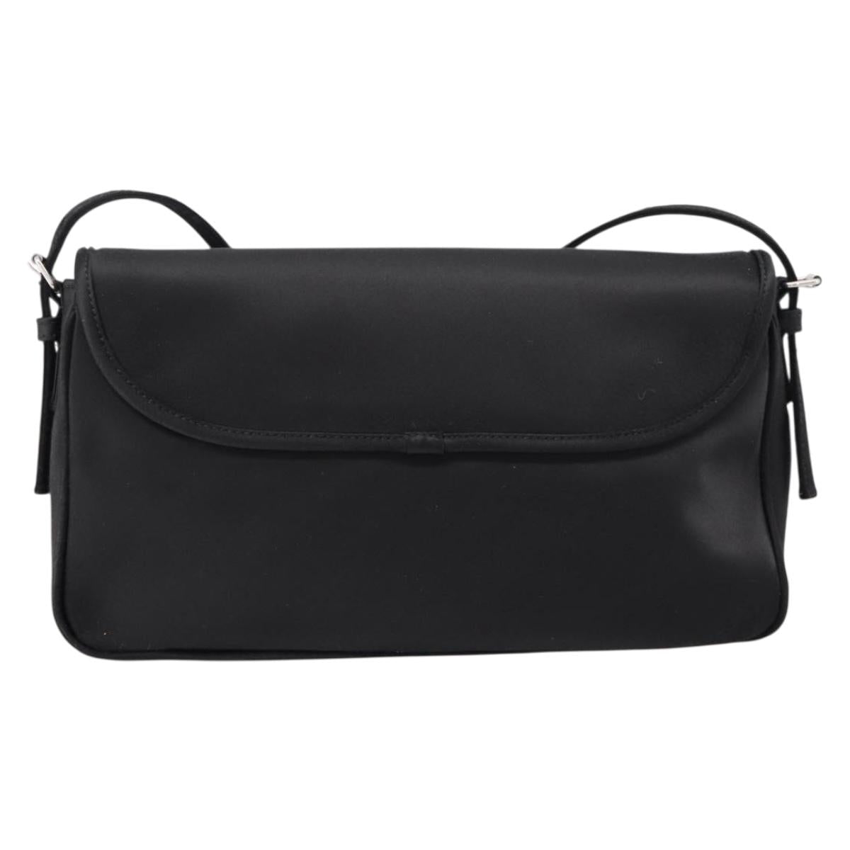 BALENCIAGA Shoulder Bag Satin Black Silver Auth 203659V