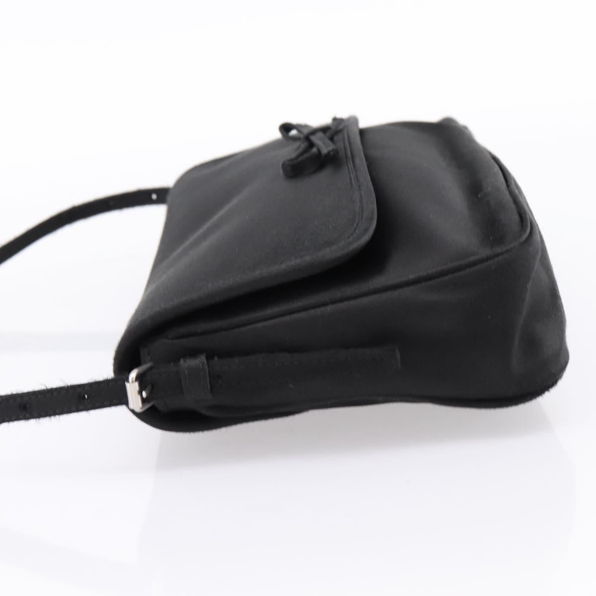 BALENCIAGA Shoulder Bag Satin Black Silver Auth 203659V