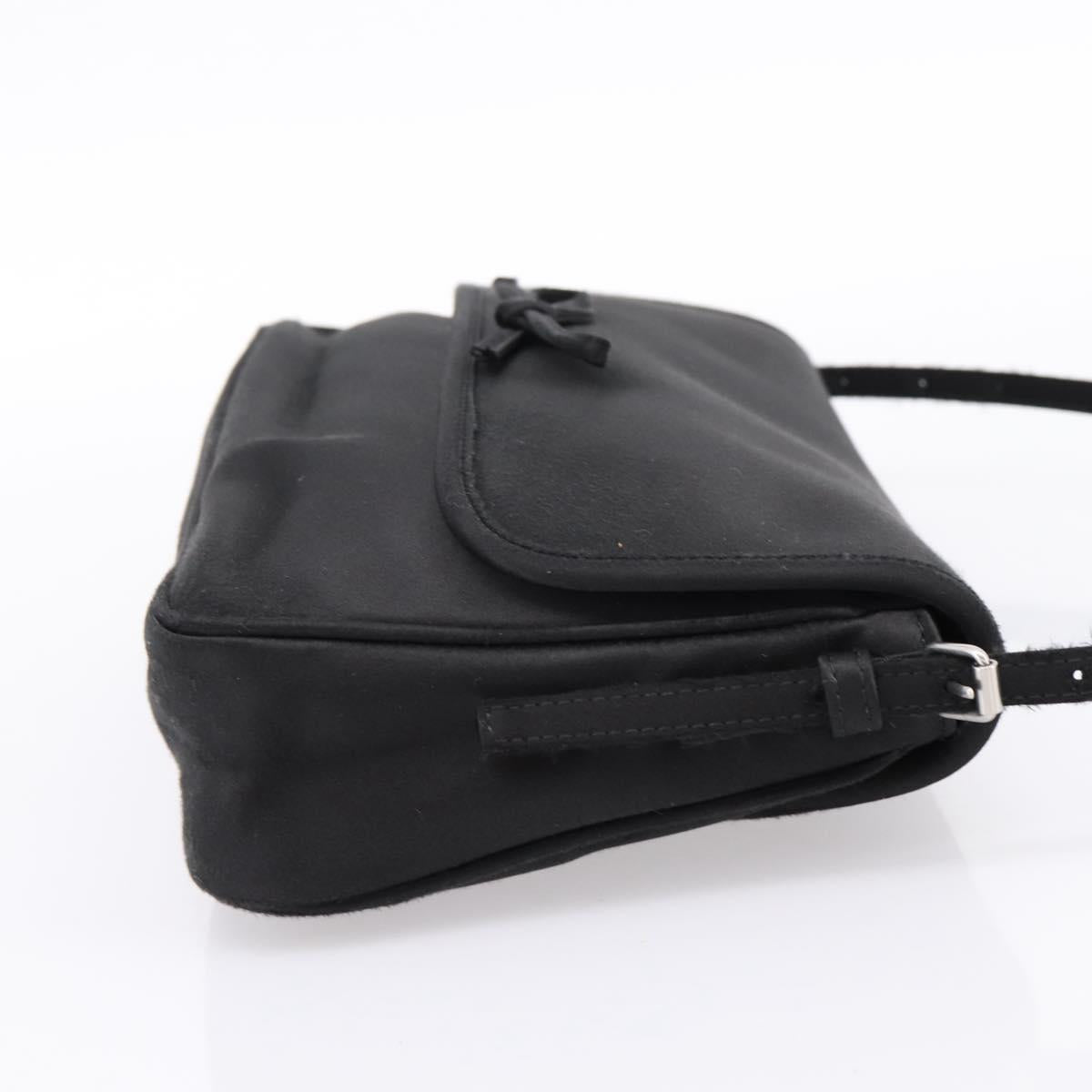 BALENCIAGA Shoulder Bag Satin Black Silver Auth 203659V