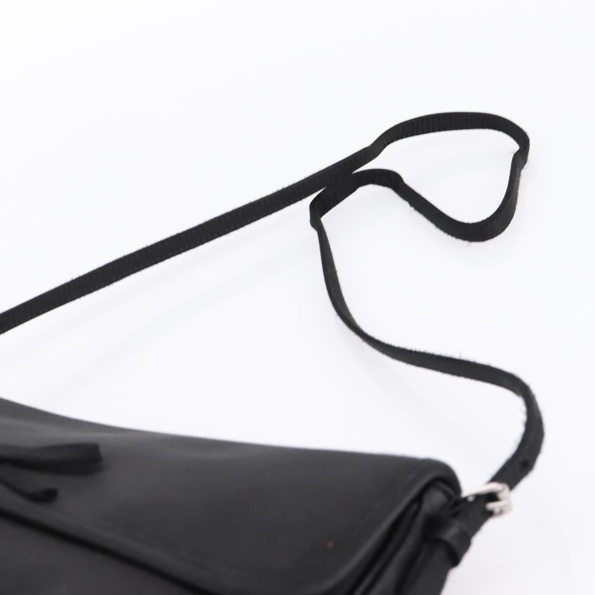 BALENCIAGA Shoulder Bag Satin Black Silver Auth 203659V