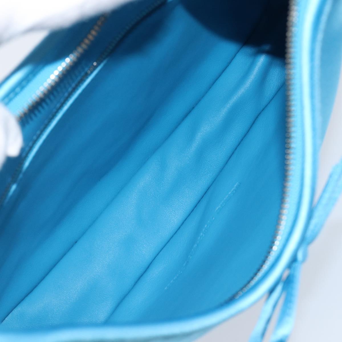 BALENCIAGA Shoulder Bag Satin Blue Silver Auth 203660V
