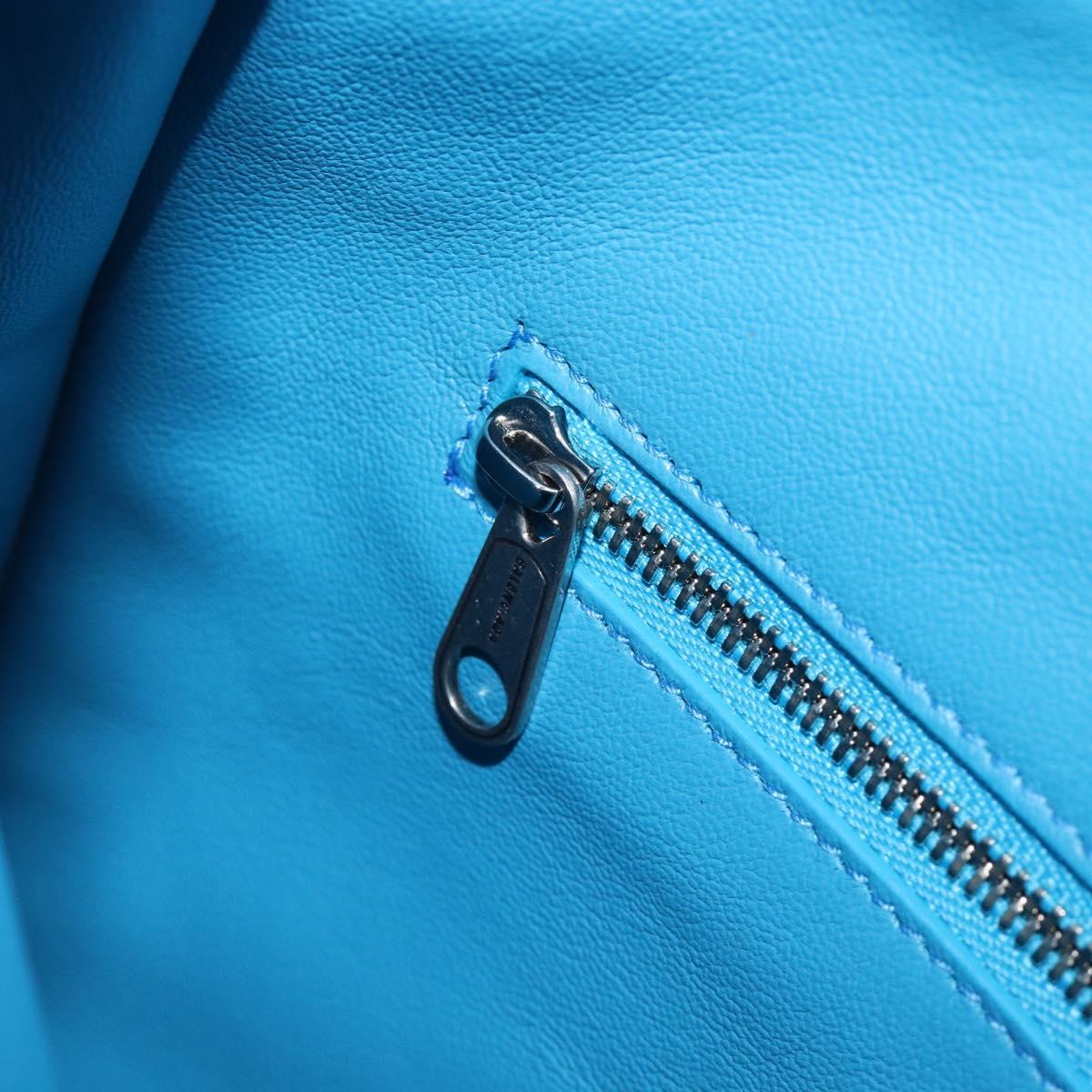 BALENCIAGA Shoulder Bag Satin Blue Silver Auth 203660V