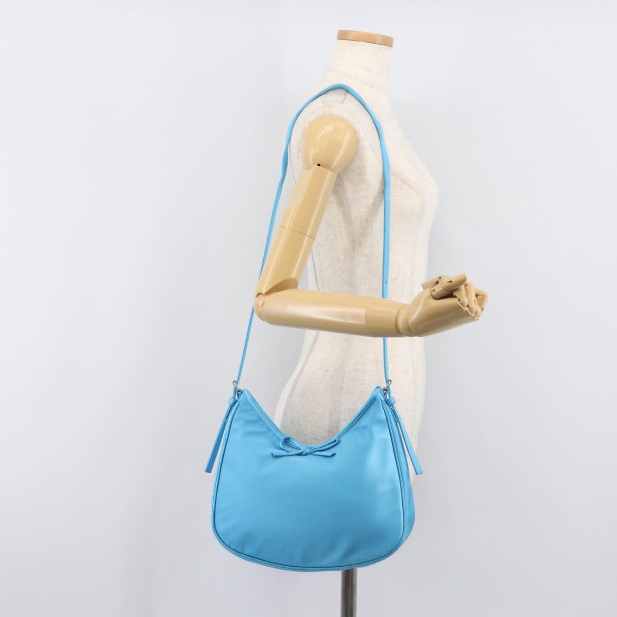 BALENCIAGA Shoulder Bag Satin Blue Silver Auth 203660V