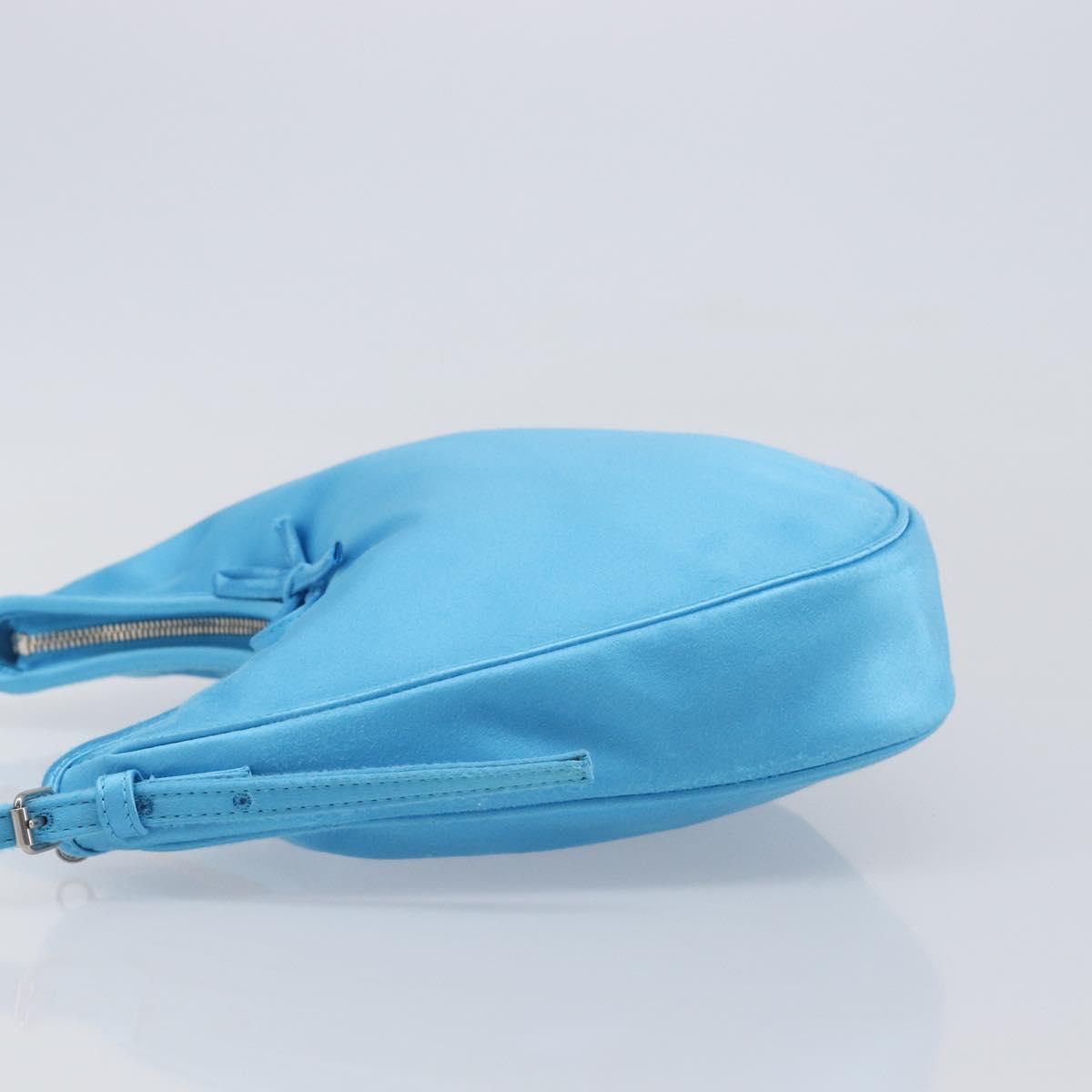 BALENCIAGA Shoulder Bag Satin Blue Silver Auth 203660V