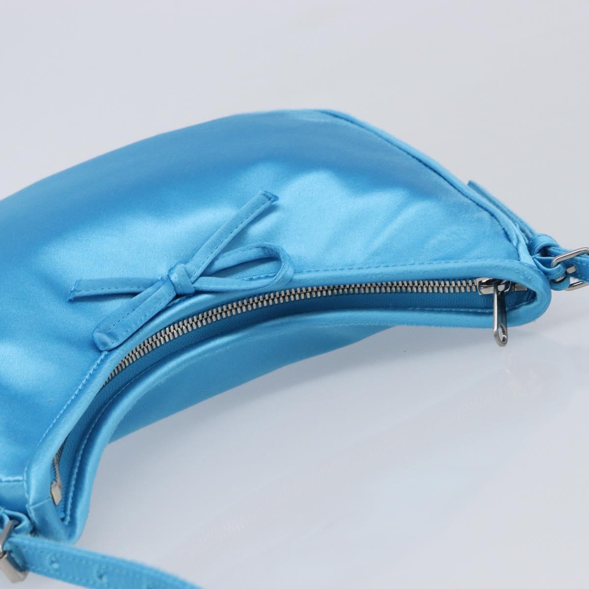 BALENCIAGA Shoulder Bag Satin Blue Silver Auth 203660V