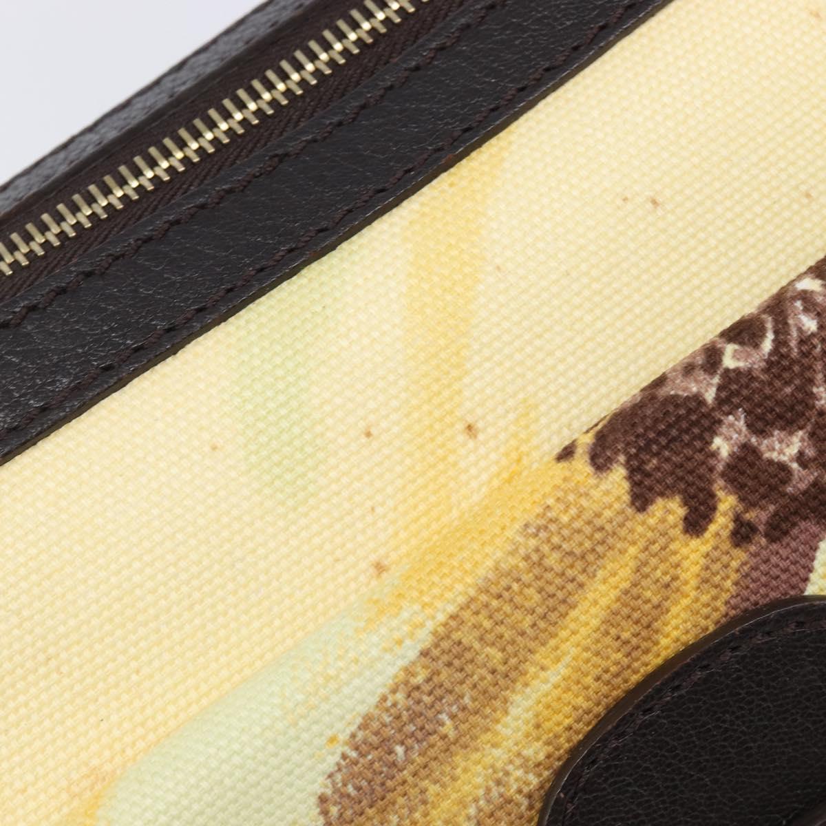 CELINE Shoulder Bag Canvas Yellow Gold Auth 203671A