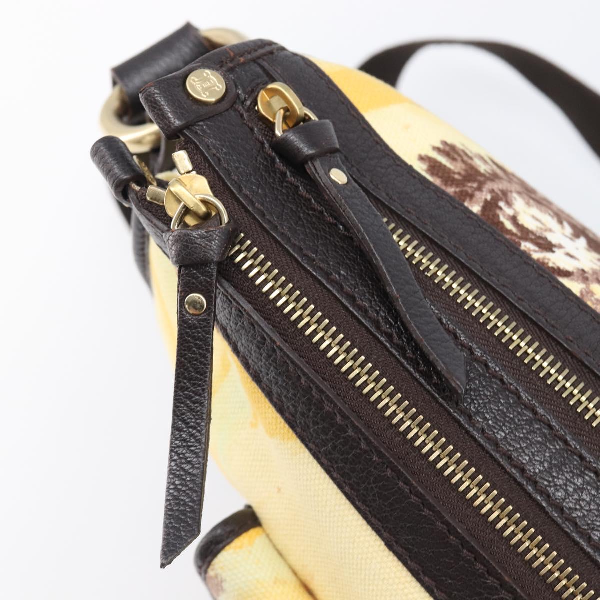 CELINE Shoulder Bag Canvas Yellow Gold Auth 203671A