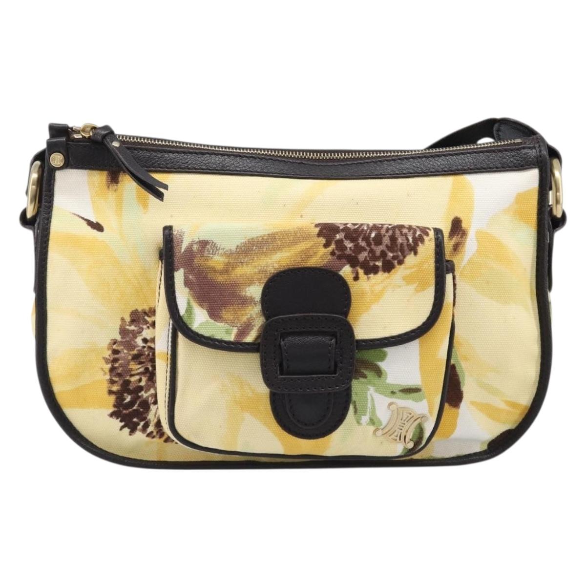 CELINE Shoulder Bag Canvas Yellow Gold Auth 203671A