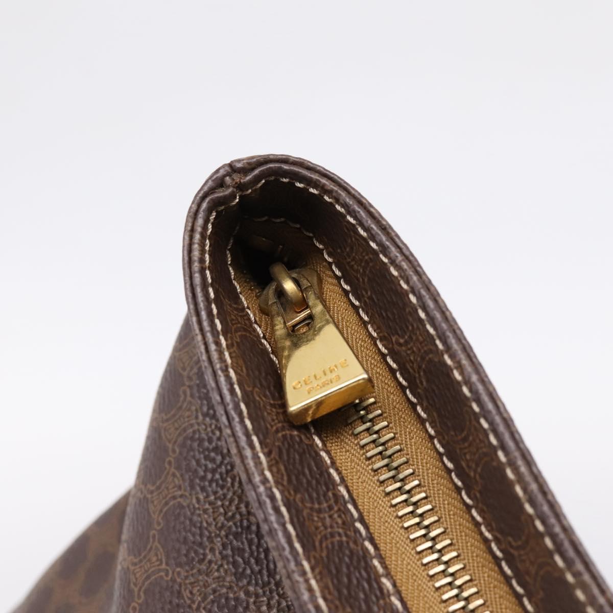 CELINE Macadam Canvas Tote Bag PVC Leather Brown Gold Auth 203674A