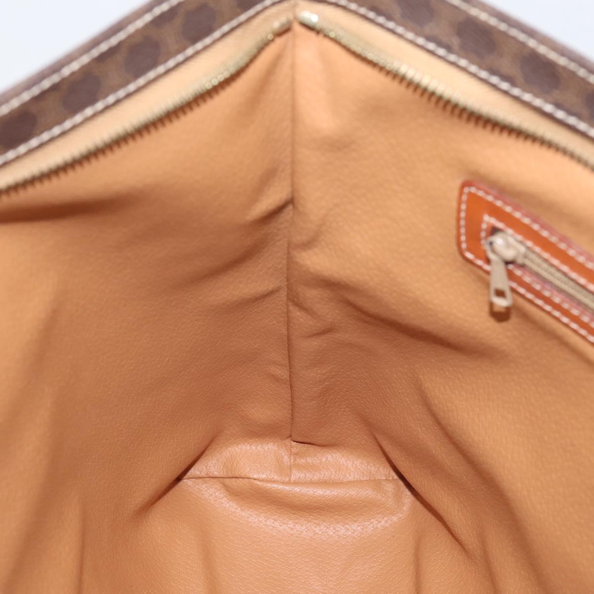 CELINE Macadam Canvas Tote Bag PVC Leather Brown Gold Auth 203674A