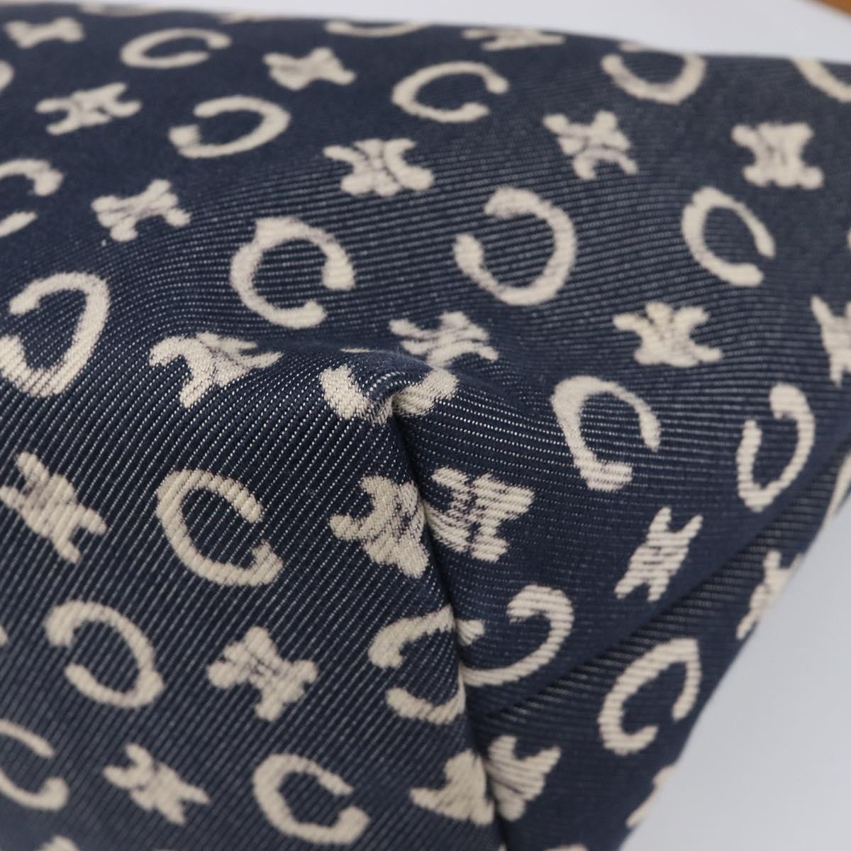 CELINE Paris Macadam Canvas Shoulder Bag Denim Navy Silver Auth 203675A