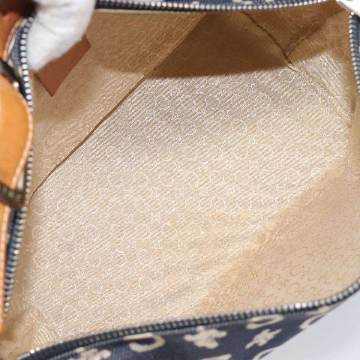 CELINE Paris Macadam Canvas Shoulder Bag Denim Navy Silver Auth 203675A