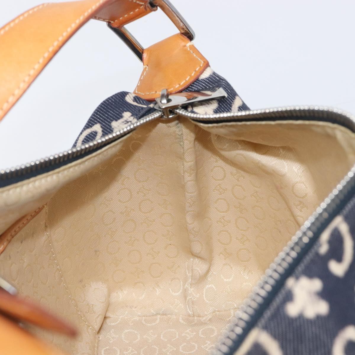 CELINE Paris Macadam Canvas Shoulder Bag Denim Navy Silver Auth 203675A
