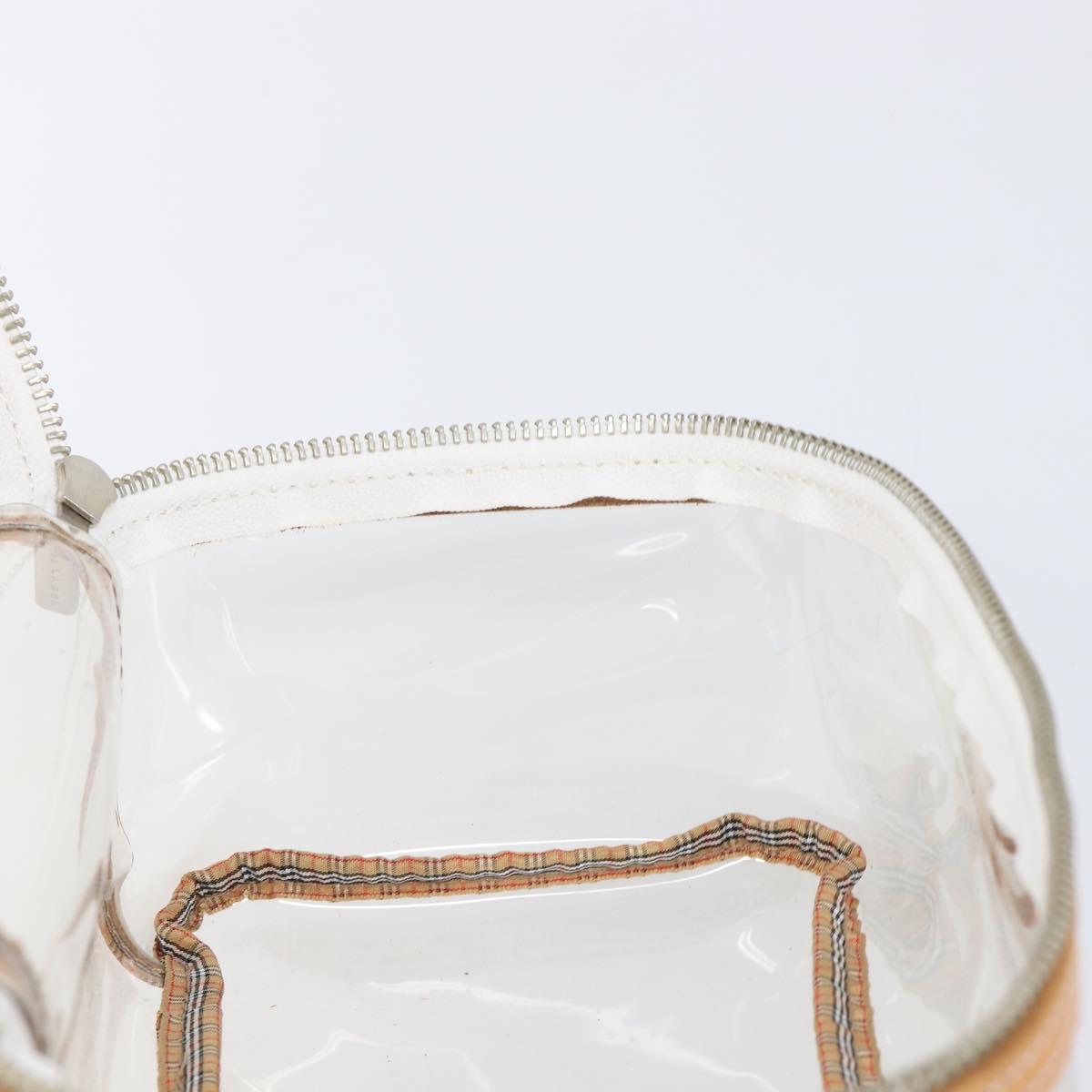 Burberrys Vanity Cosmetic Pouch Vinyl Clear Silver Auth 203676A
