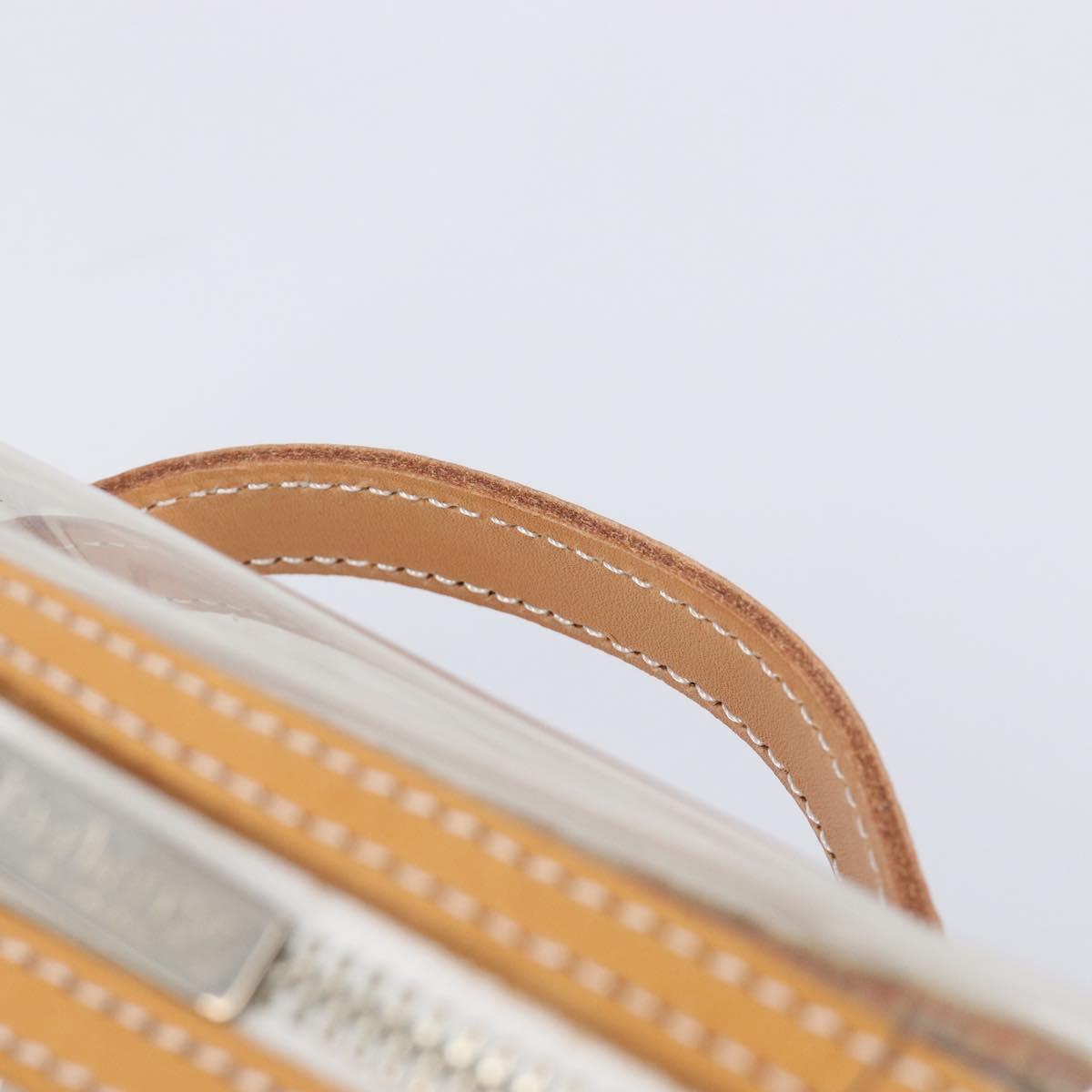 Burberrys Vanity Cosmetic Pouch Vinyl Clear Silver Auth 203676A