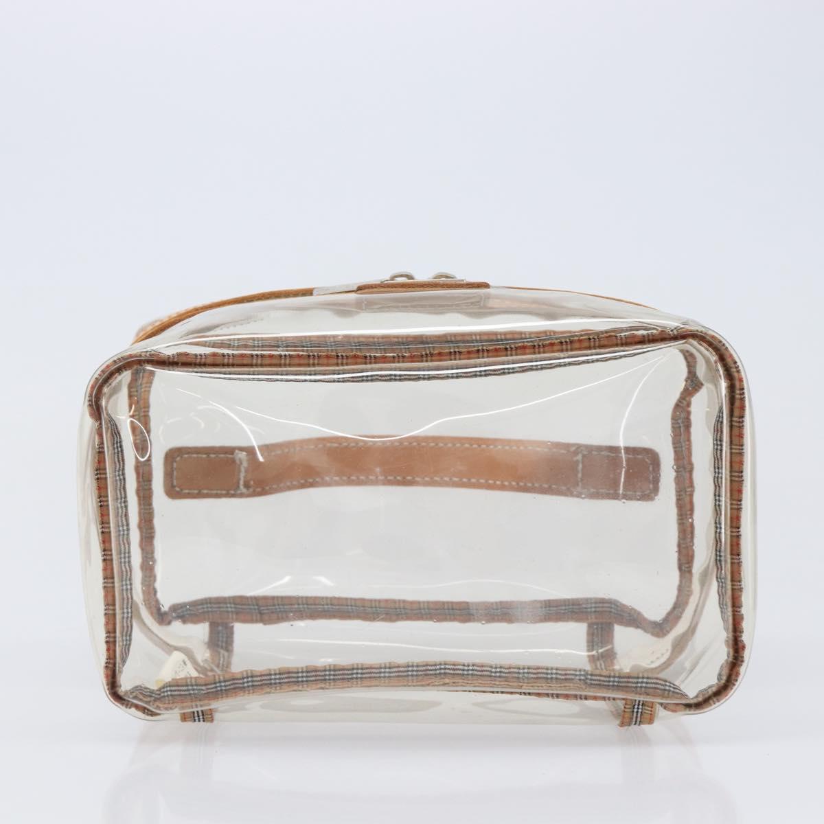 Burberrys Vanity Cosmetic Pouch Vinyl Clear Silver Auth 203676A