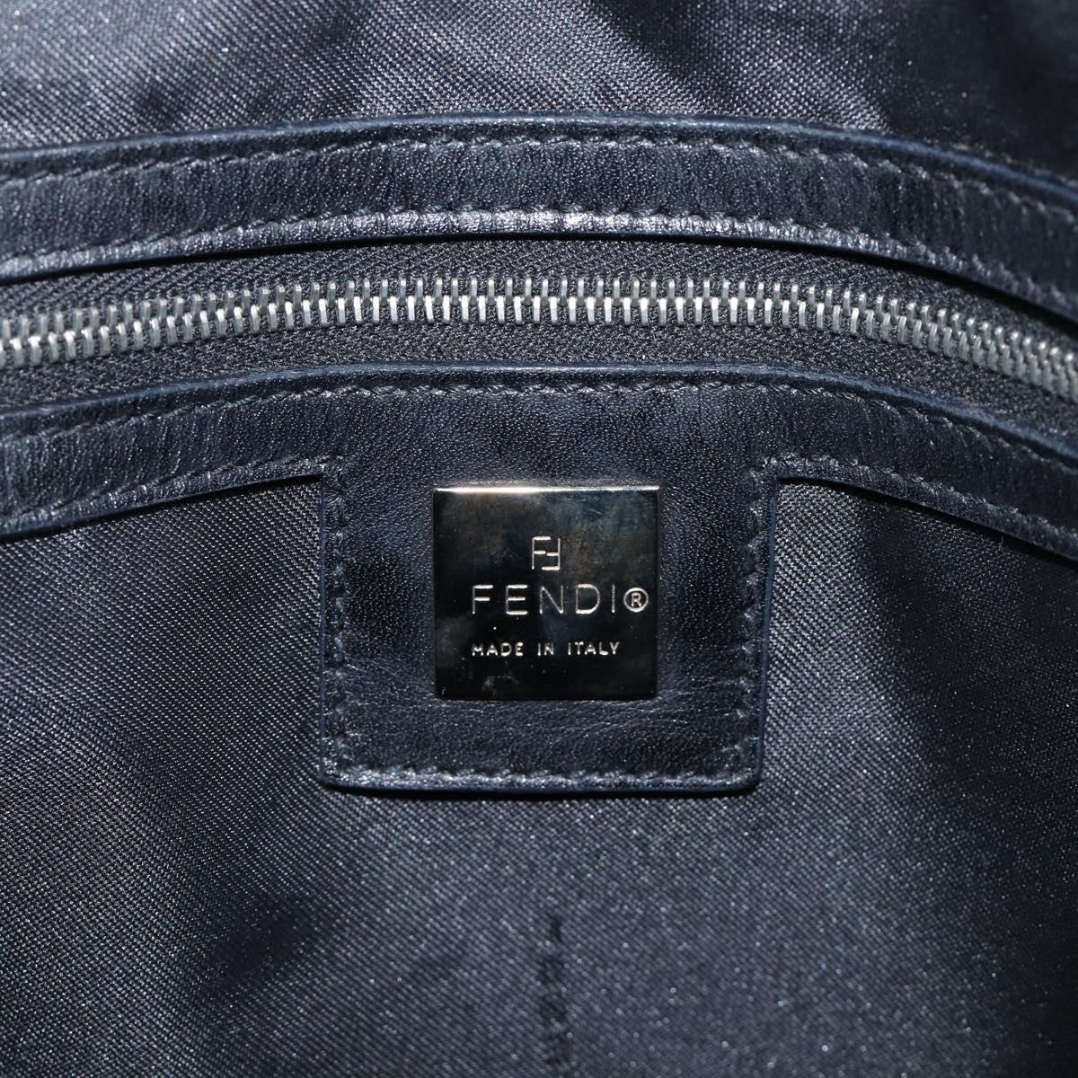 FENDI Shoulder Bag Nylon Black Silver Auth 203677A