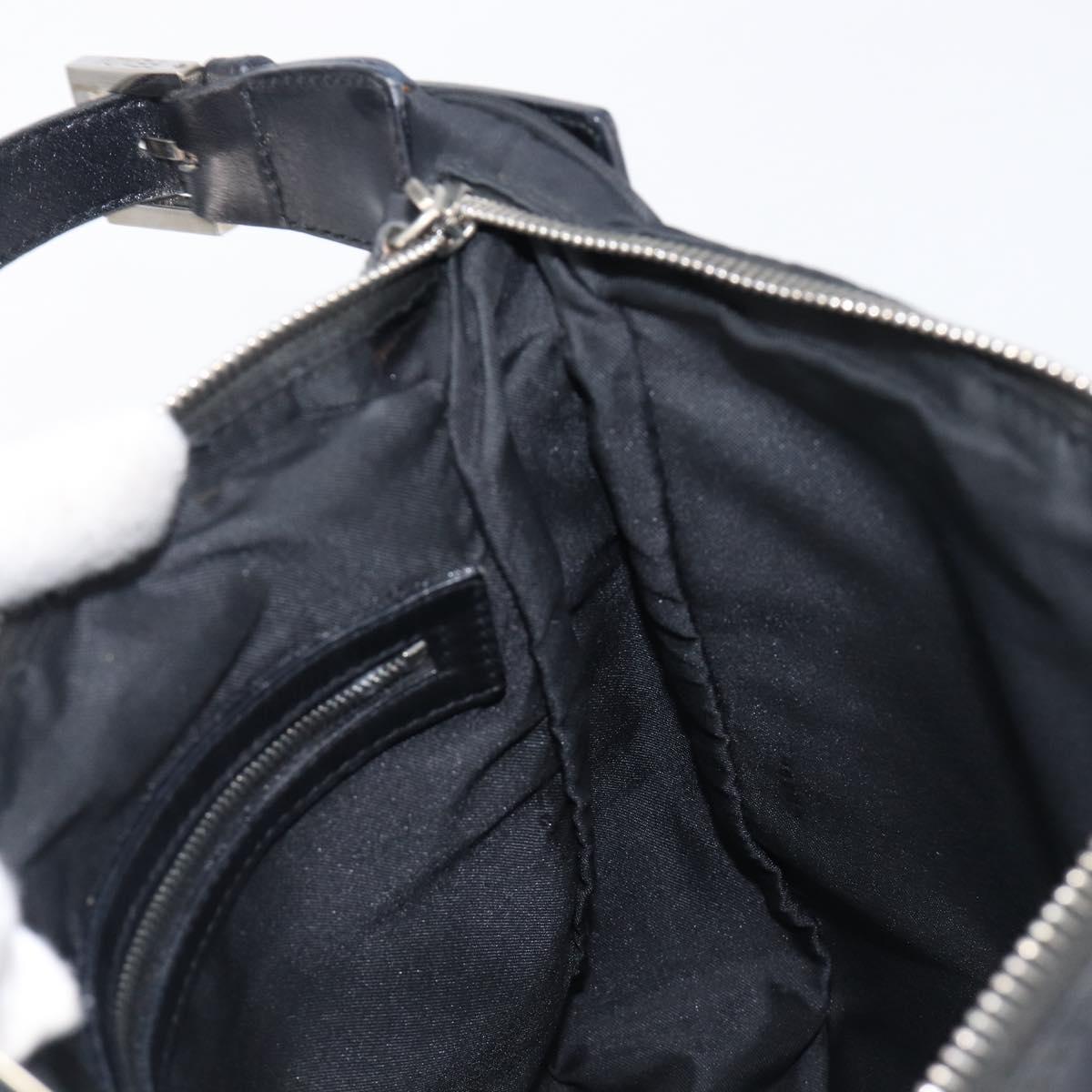 FENDI Shoulder Bag Nylon Black Silver Auth 203677A