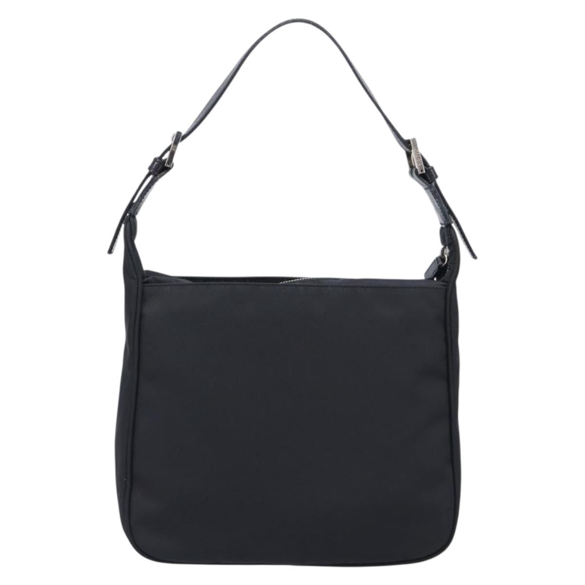 FENDI Shoulder Bag Nylon Black Silver Auth 203677A