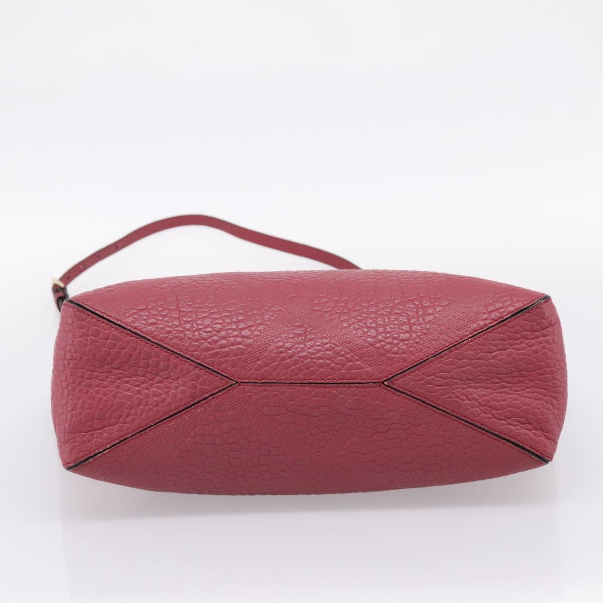 BURBERRY Hand Bag Leather 2way Red Gold Auth 203678