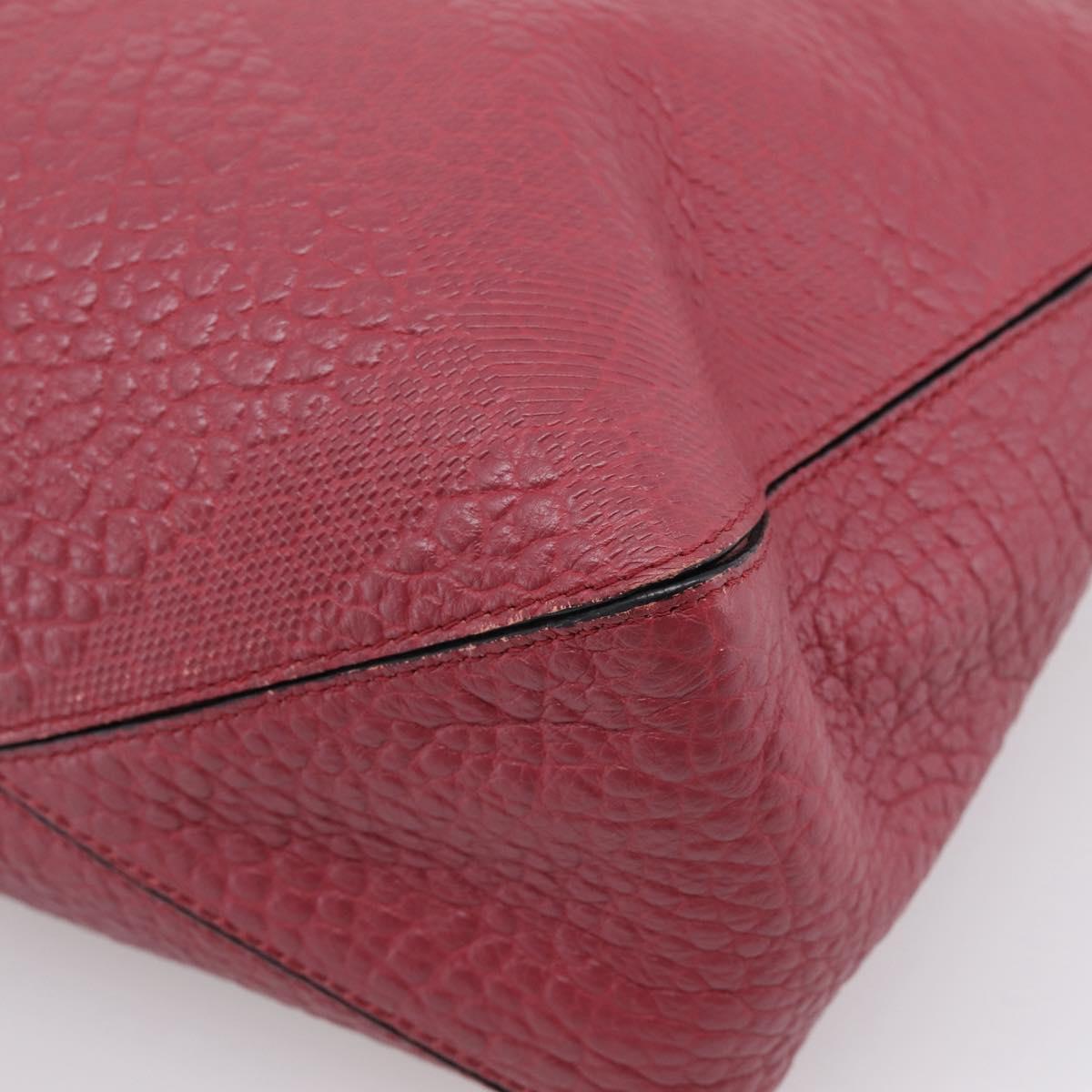 BURBERRY Hand Bag Leather 2way Red Gold Auth 203678