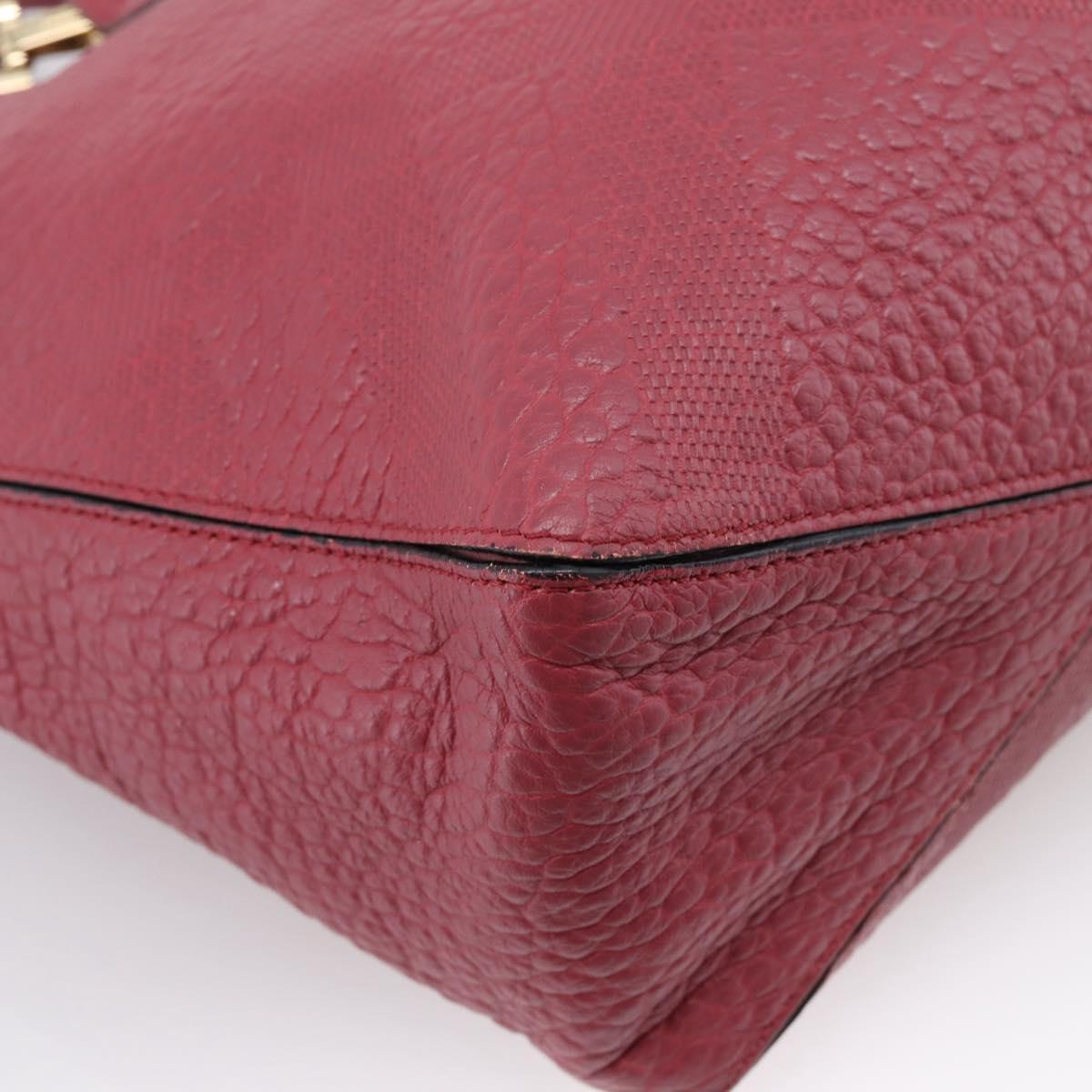 BURBERRY Hand Bag Leather 2way Red Gold Auth 203678