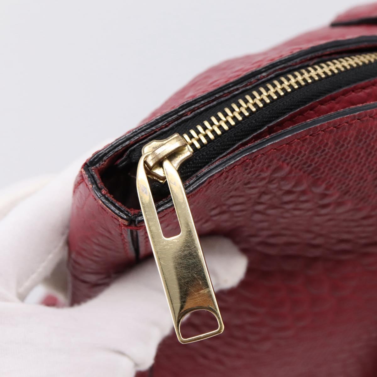BURBERRY Hand Bag Leather 2way Red Gold Auth 203678