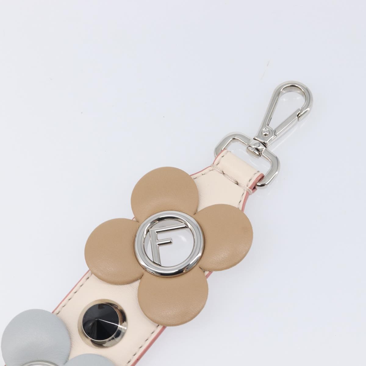 FENDI Strap Leather Beige Silver gold Auth 203680M