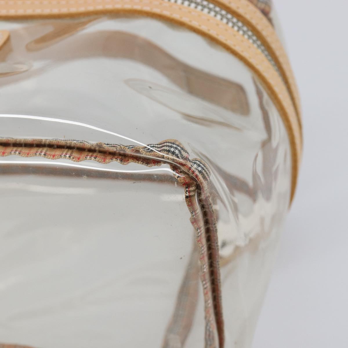 Burberrys Vanity Cosmetic Pouch Vinyl Clear Silver Auth 203681A