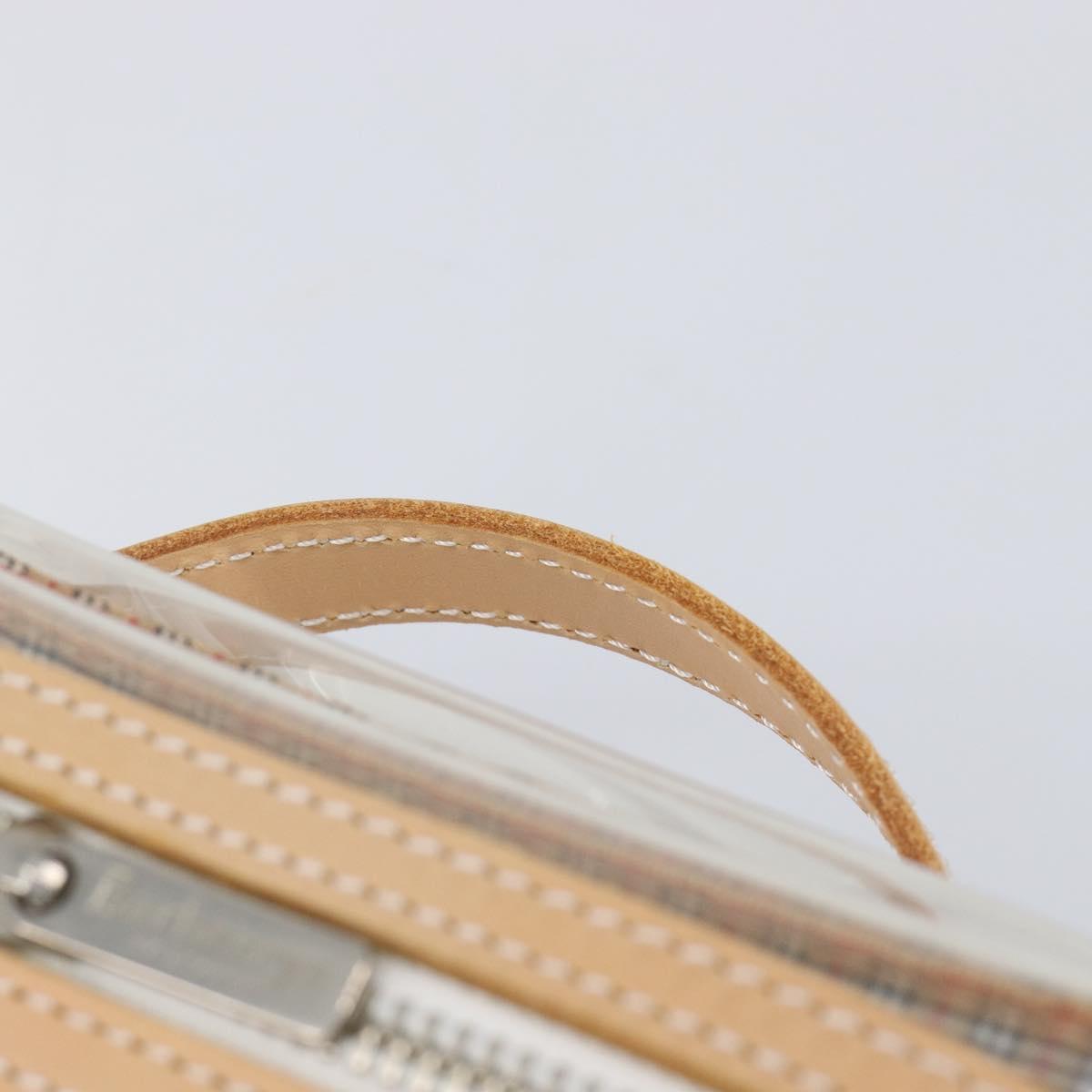 Burberrys Vanity Cosmetic Pouch Vinyl Clear Silver Auth 203681A