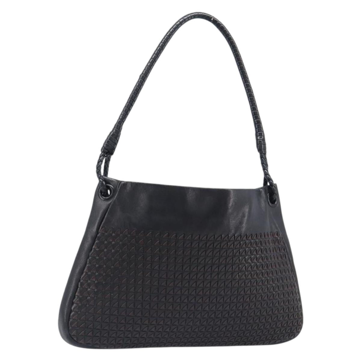 BOTTEGA VENETA INTRECCIATO Shoulder Bag Leather Outlet Black Auth 203682V
