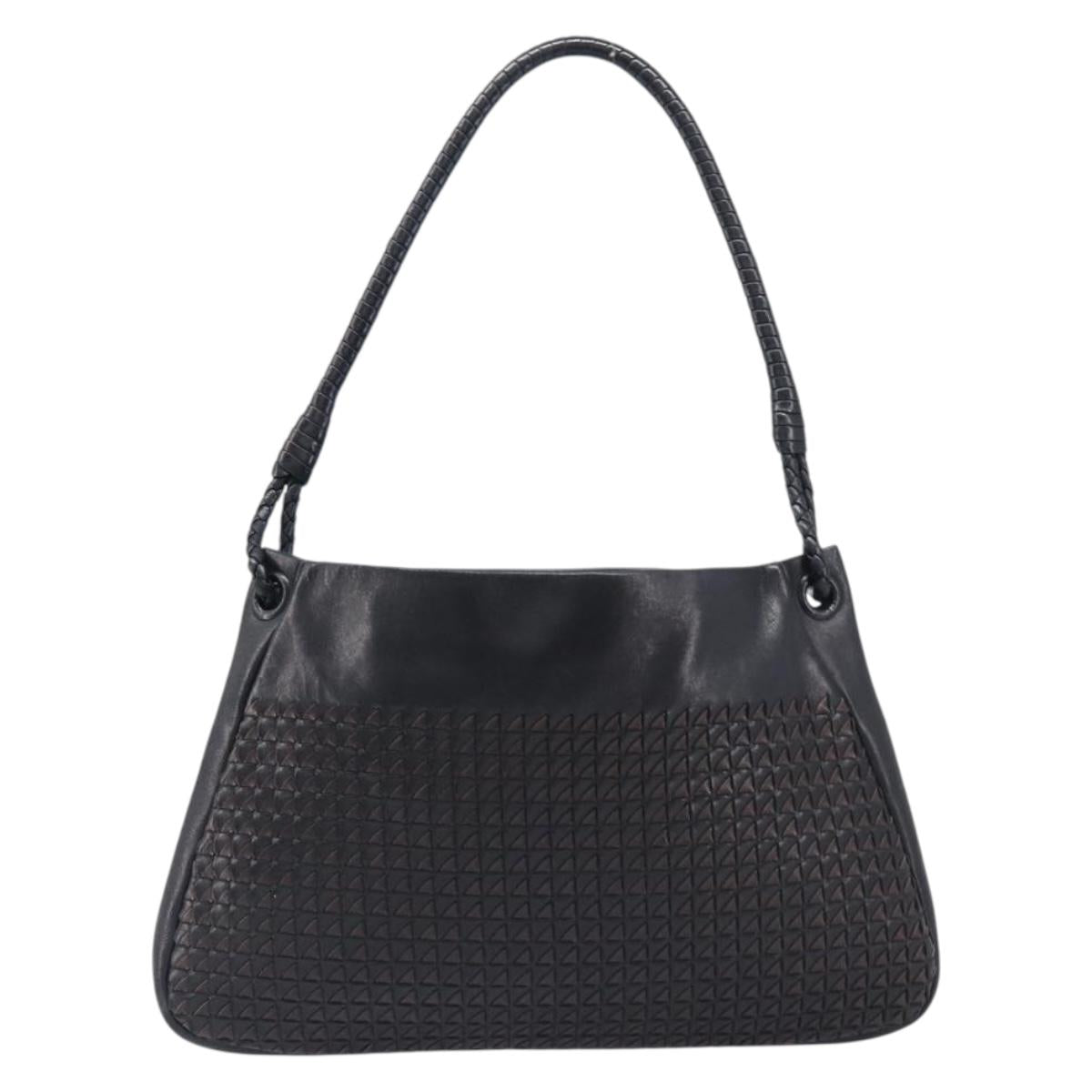 BOTTEGA VENETA INTRECCIATO Shoulder Bag Leather Outlet Black Auth 203682V