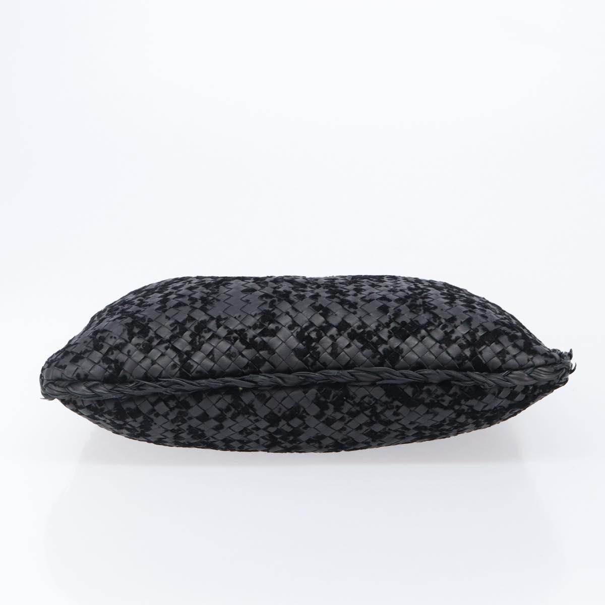 BOTTEGA VENETA INTRECCIATO Shoulder Bag Leather Black Auth 203683