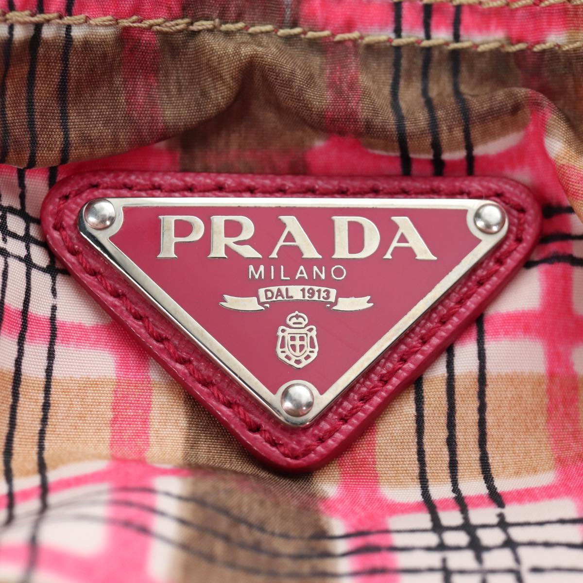 PRADA Eco Bag Nylon Pink Silver Auth 203684A