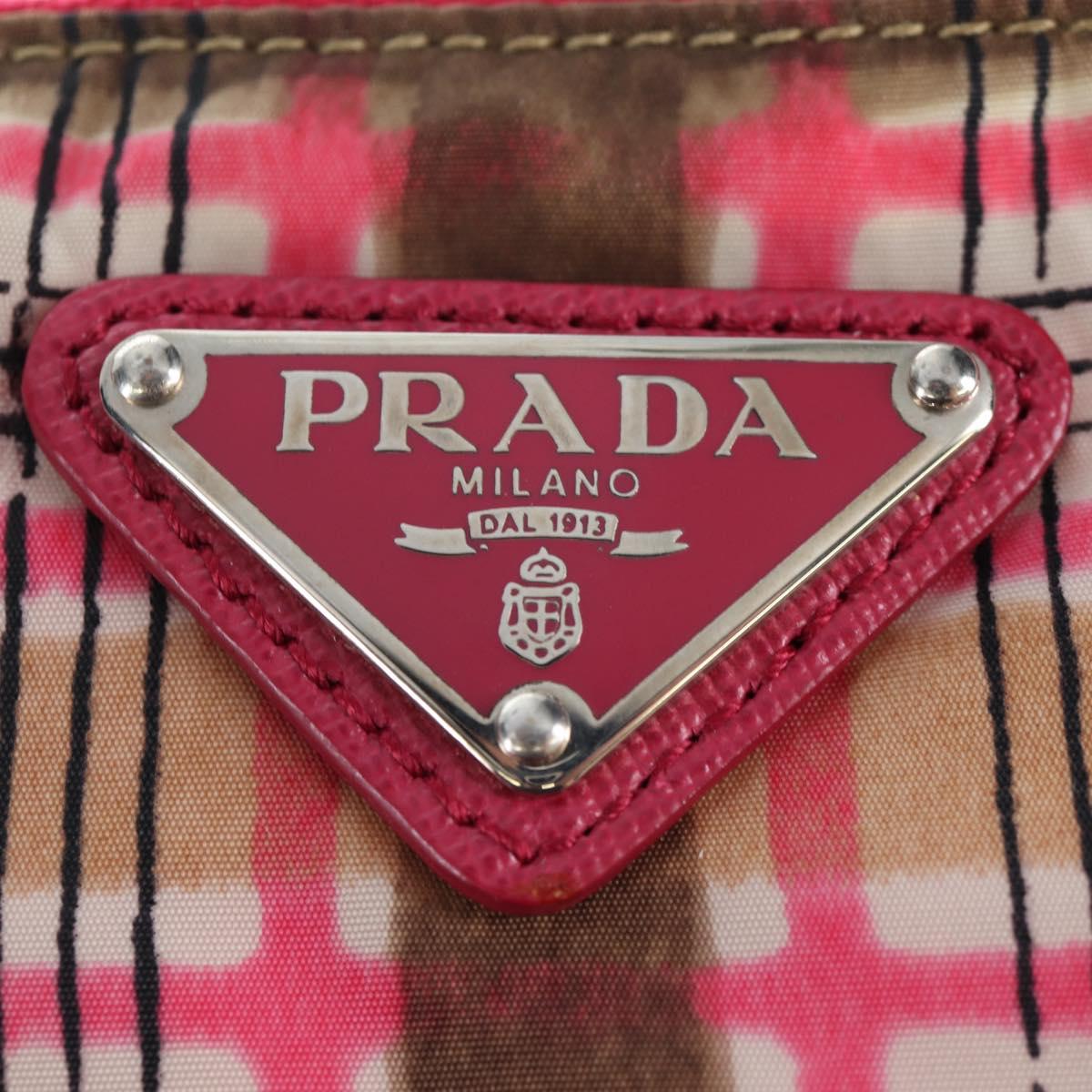 PRADA Eco Bag Nylon Pink Silver Auth 203684A