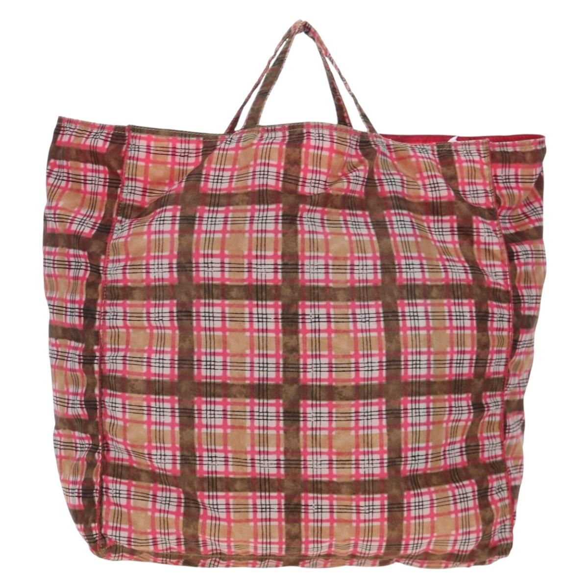 PRADA Eco Bag Nylon Pink Silver Auth 203684A