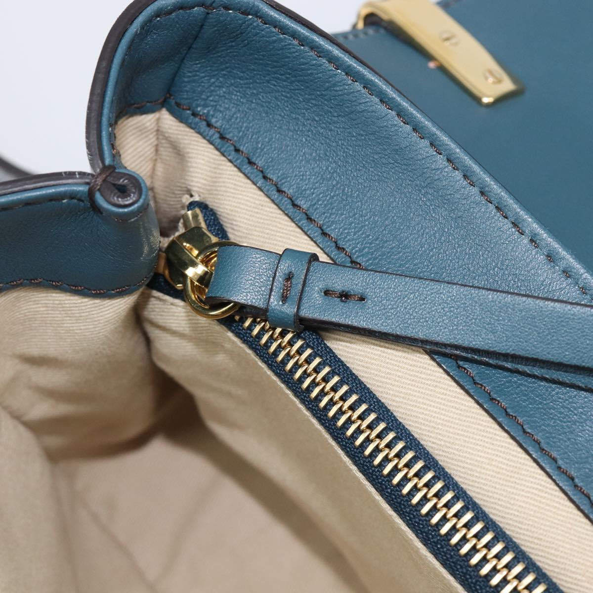 Chloe Shoulder Bag Leather 2way Navy Gold Auth 203685M
