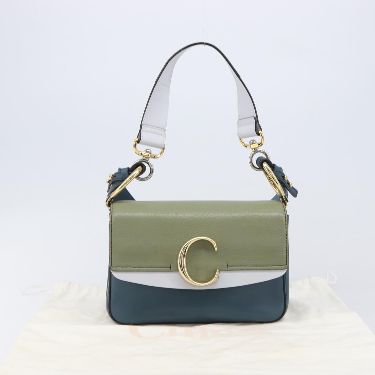 Chloe Shoulder Bag Leather 2way Navy Gold Auth 203685M