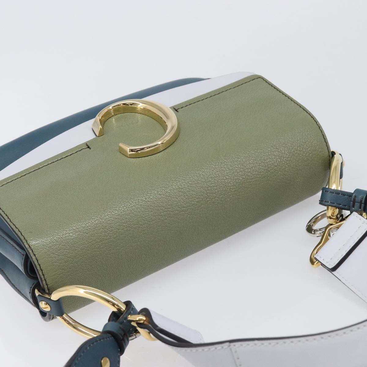 Chloe Shoulder Bag Leather 2way Navy Gold Auth 203685M