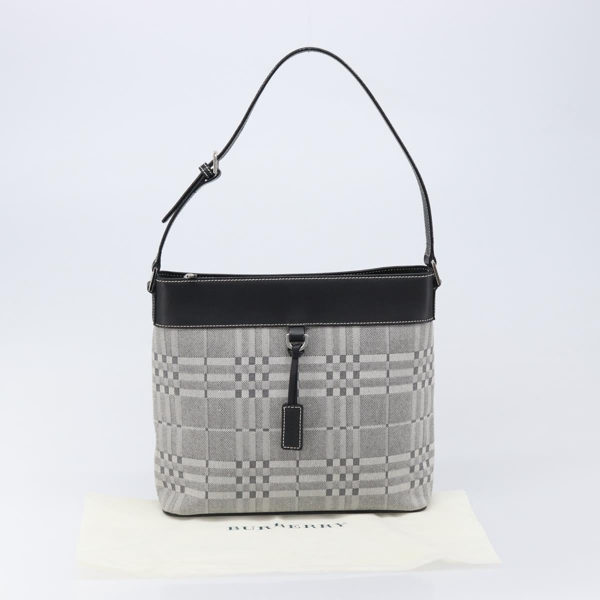 BURBERRY Shoulder Bag Canvas Gray Silver Auth 203686A