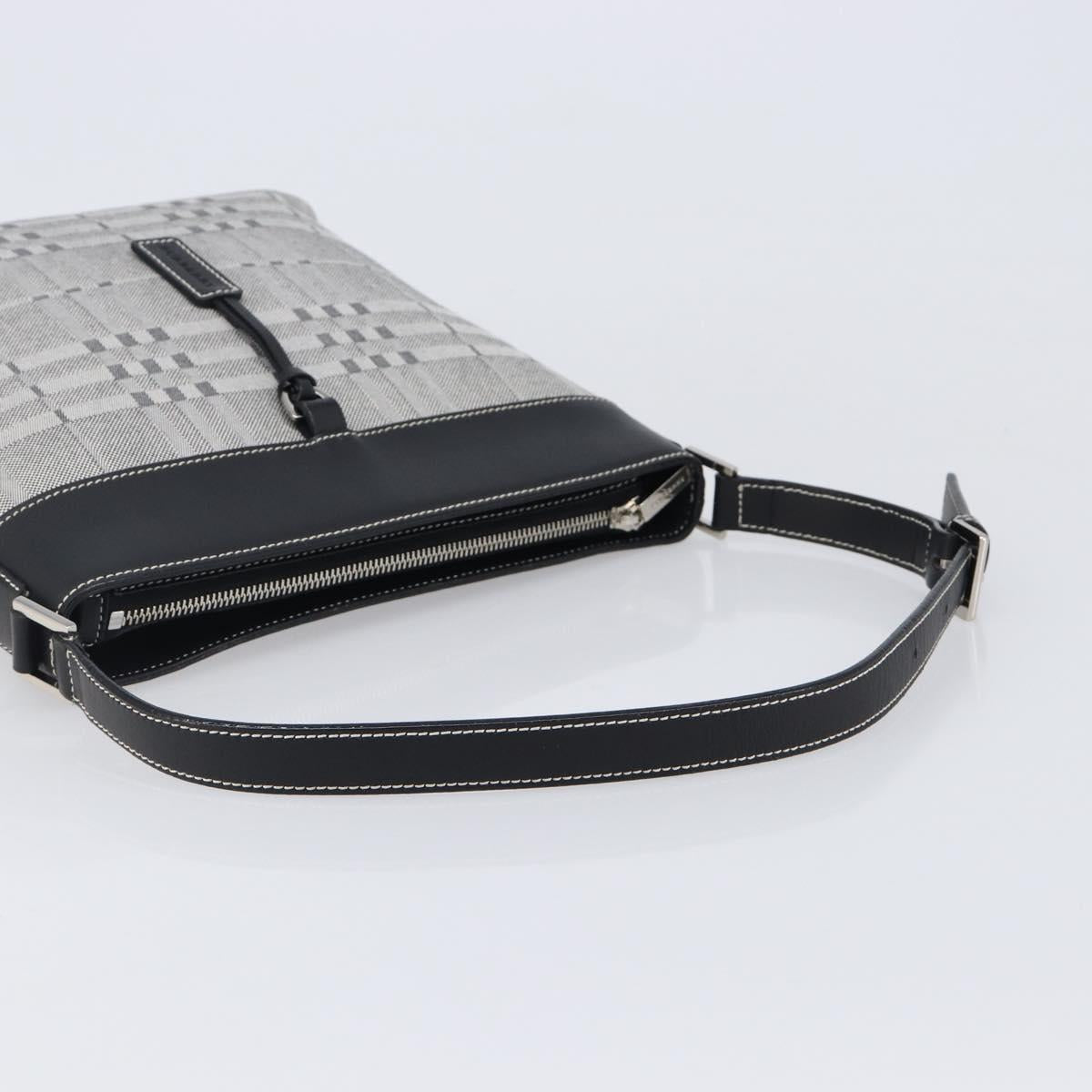 BURBERRY Shoulder Bag Canvas Gray Silver Auth 203686A