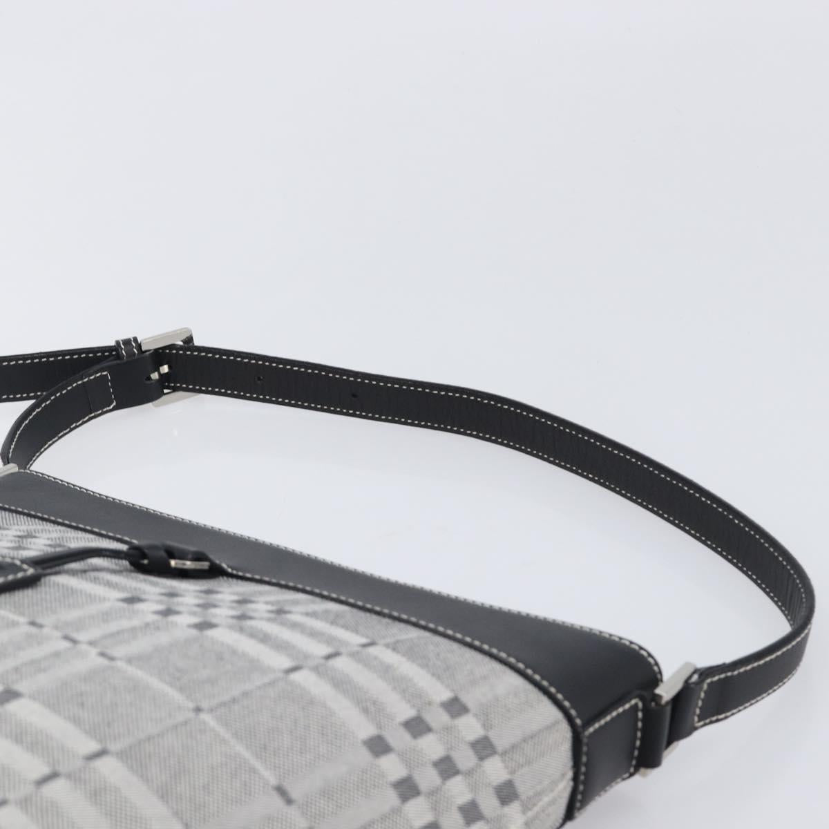 BURBERRY Shoulder Bag Canvas Gray Silver Auth 203686A